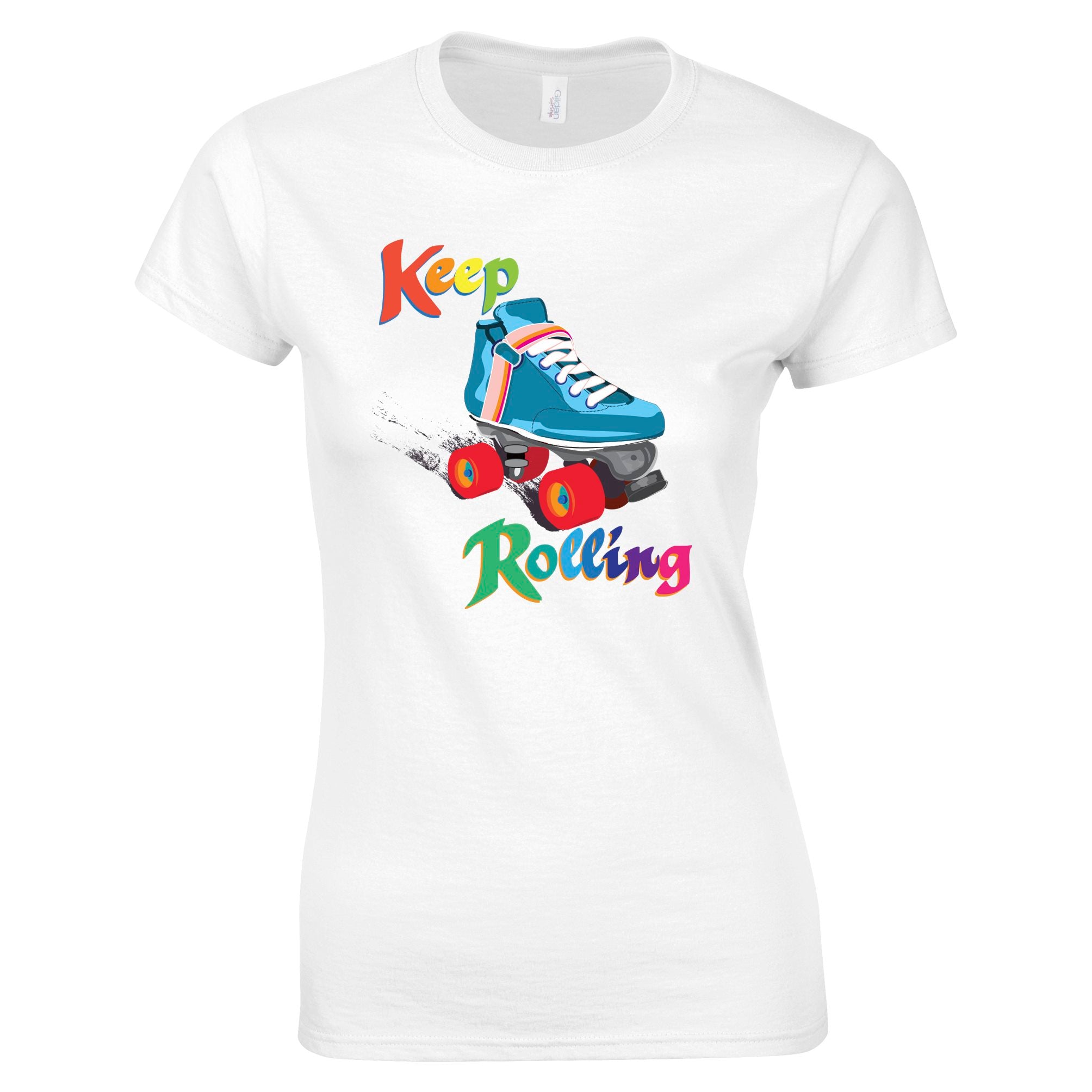 Vintage Skating Womens T Shirt Keep On Rolling