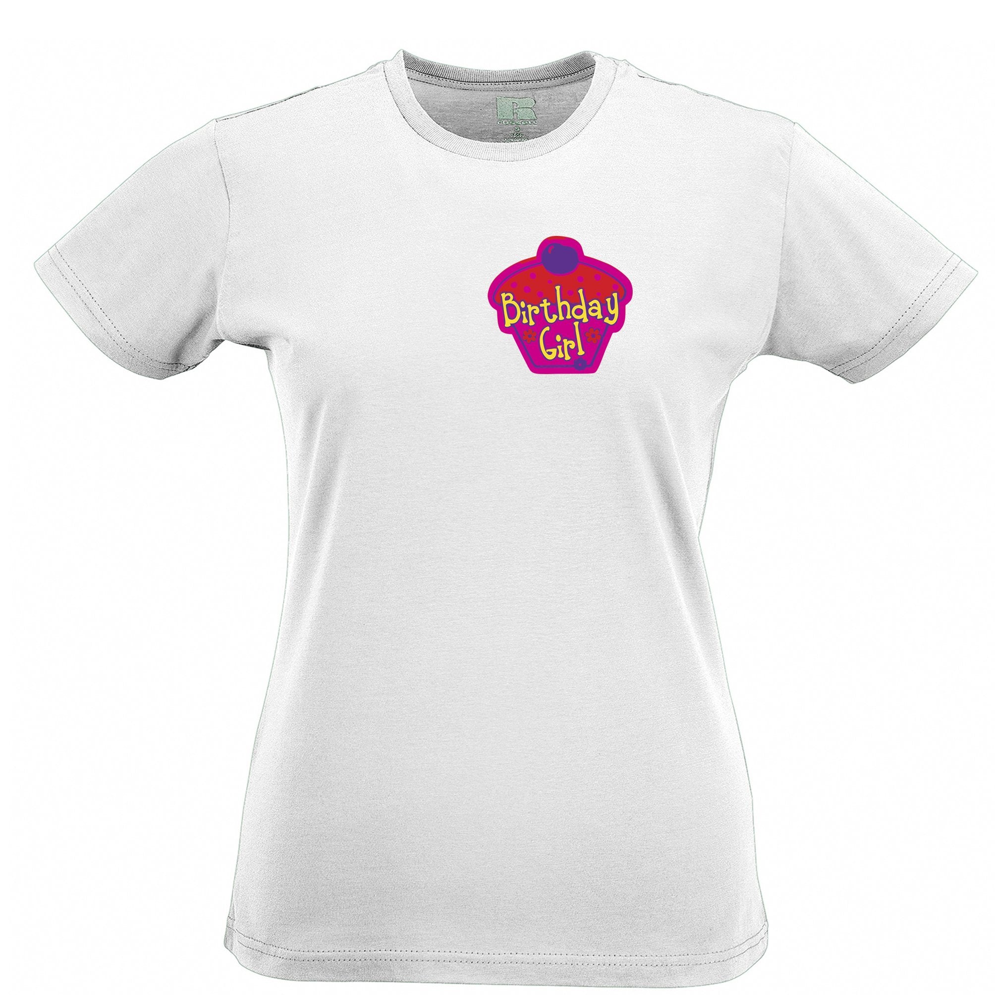 Novelty Party Womens T Shirt Birthday Girl Pocket Print Badge