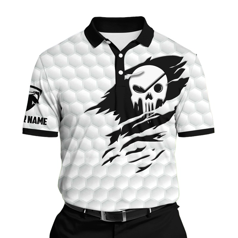 Golf Polo Shirt Premium Cool Golf Skull In My Heart Golf Polo Shirts Multicolored Personalized Golf Shirt Patriotic Golf Shirt For Men