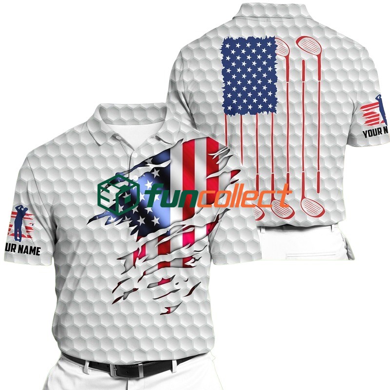 Golf Polo Shirt Premium Extra Cool American Flag Golf Polo Shirts Multicolor Personalized Golf Shirt Patriotic Golf Shirt For Men