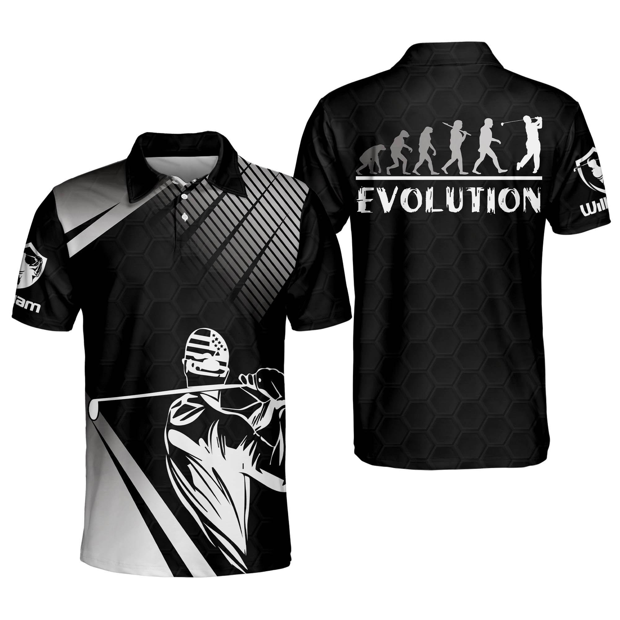 Personalized 3D Funny Golf Polo Shirts for Men Golf Evolution Mens Lightweight Shirts Short Sleeve Polo Dry Fit GOLF