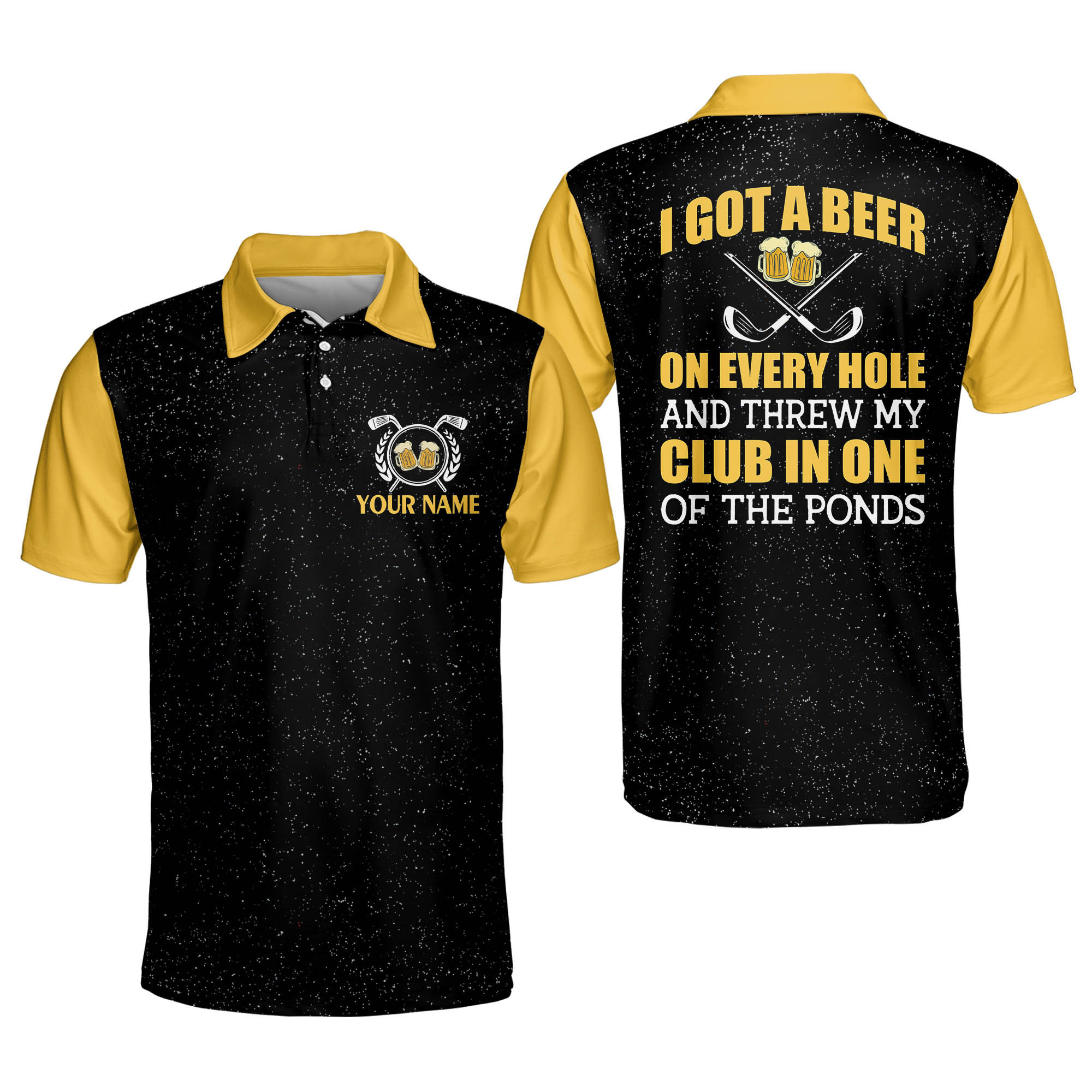 Personalized Funny Golf Shirt for Men I Got A Beer On Every Hole Mens Short Sleeve Golf Polo Sports Polo for Men GOLF