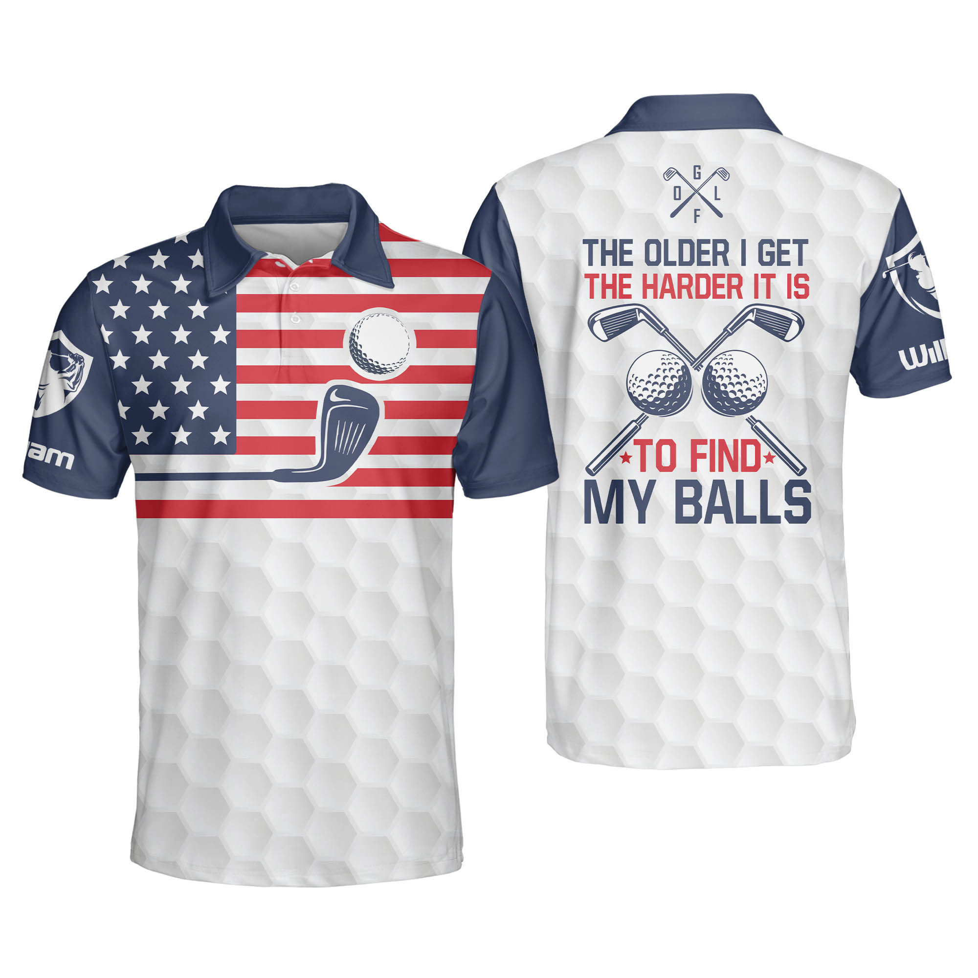 Personalized Funny Golf Shirts for Men 3D The Older I Get The Harder It is to Find My Balls Mens Golf Shirts Short Sleeve Polo GOLF