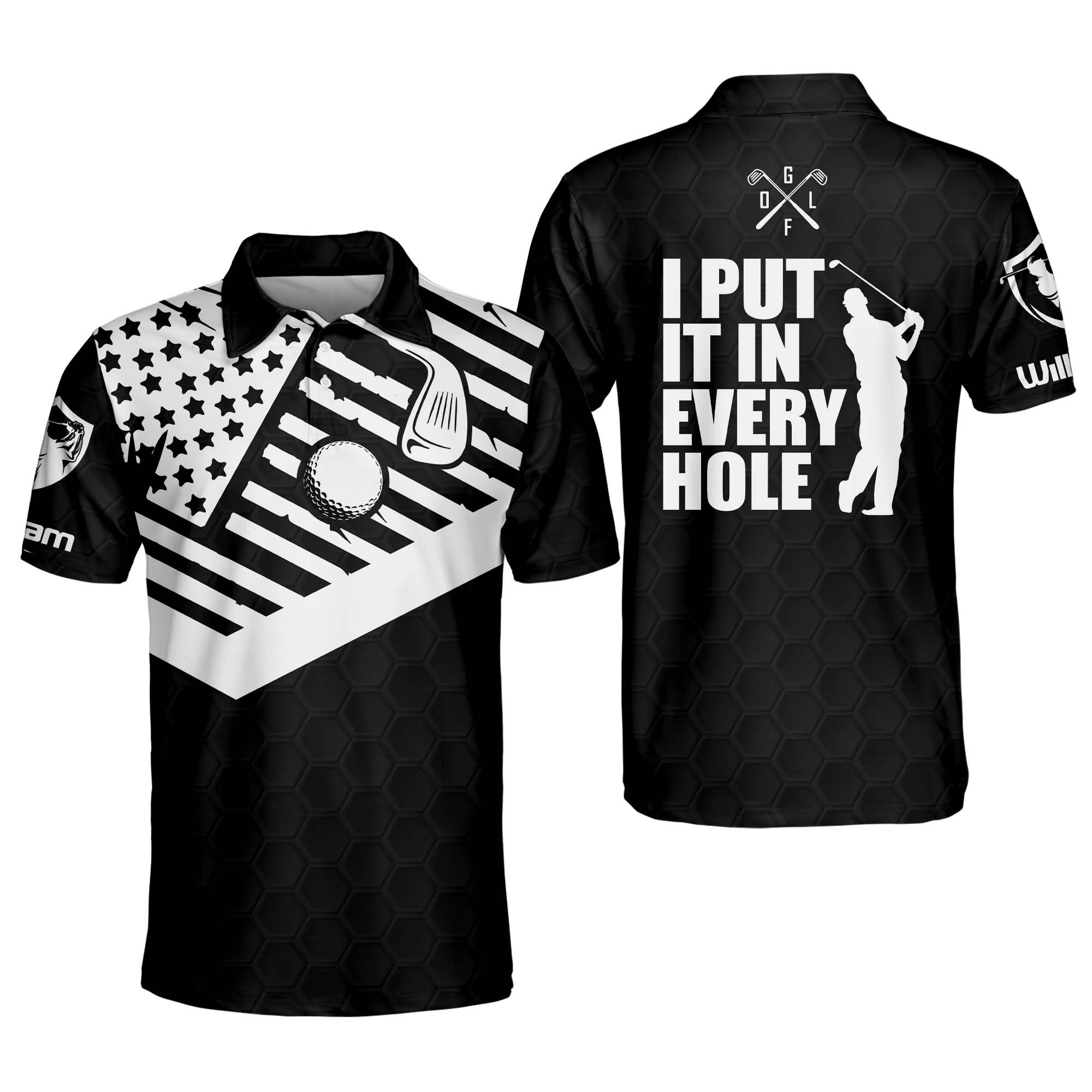 Personalized Funny Golf Shirts for Men I Put It In Every Hole America Mens Golf Shirts Short Sleeve Dry Fit Polo GOLF