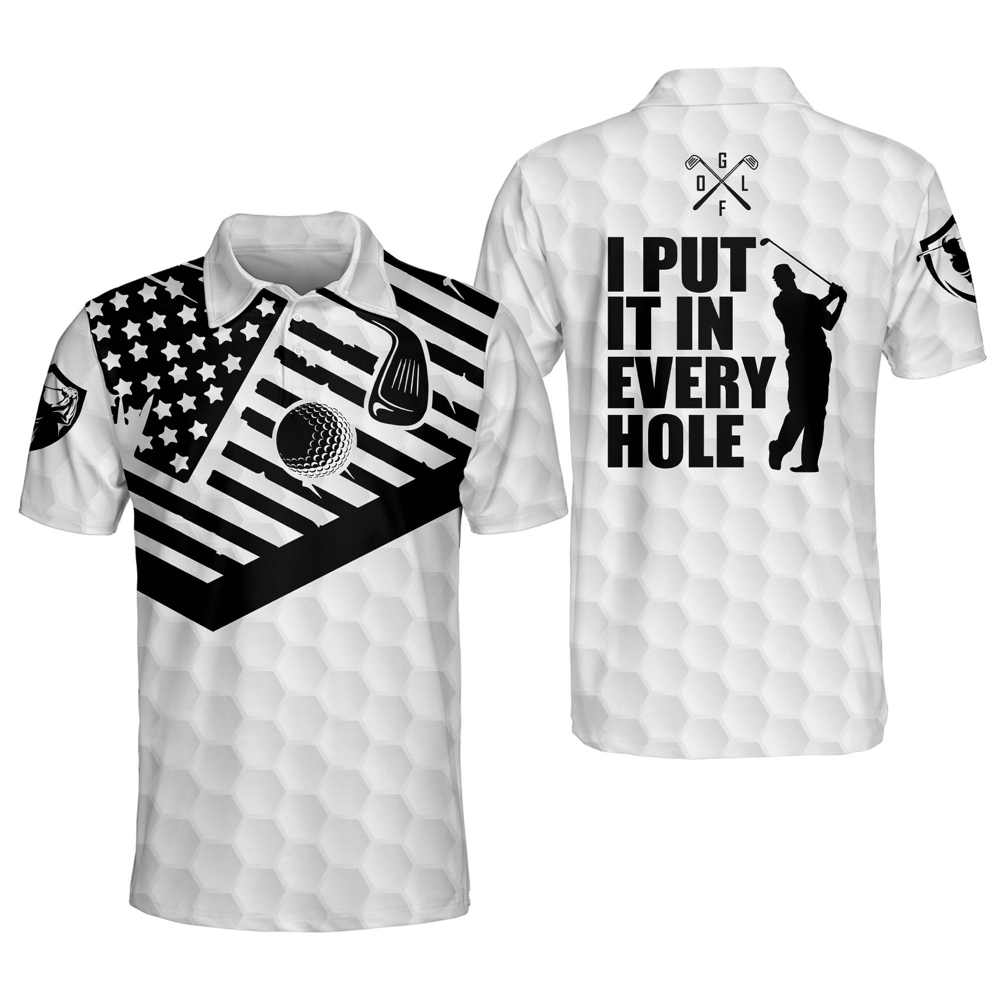 Personalized Funny Golf Shirts for Men I Put It in Every Hole America Mens Golf Shirts Short Sleeve Dry Fit Polo GOLF