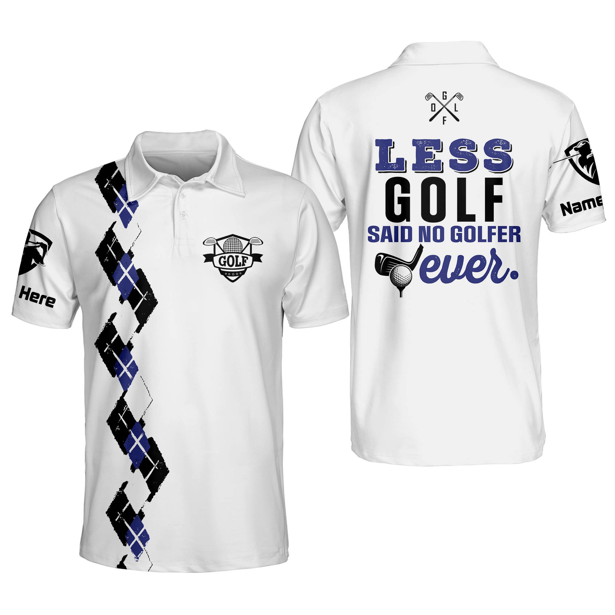 Personalized Funny Golf Shirts for Men Less Golf Said No Golfer Mens Golf Shirts Short Sleeve Polo Dry Fit Lightweight GOLF