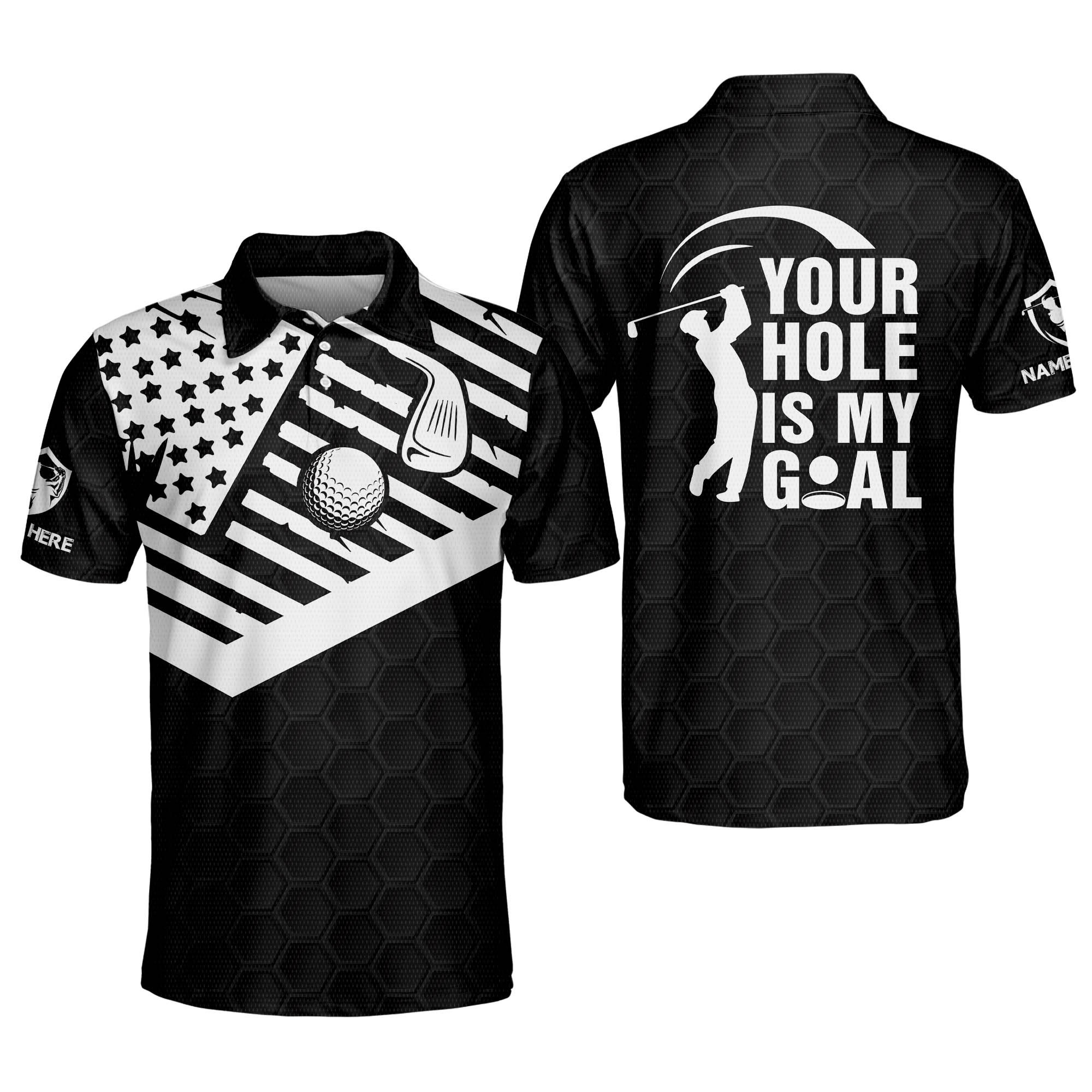 Personalized Funny Golf Shirts for Men Your Hole Is My Goal Mens Golf Shirts Dry Fit Short Sleeve Polos GOLF