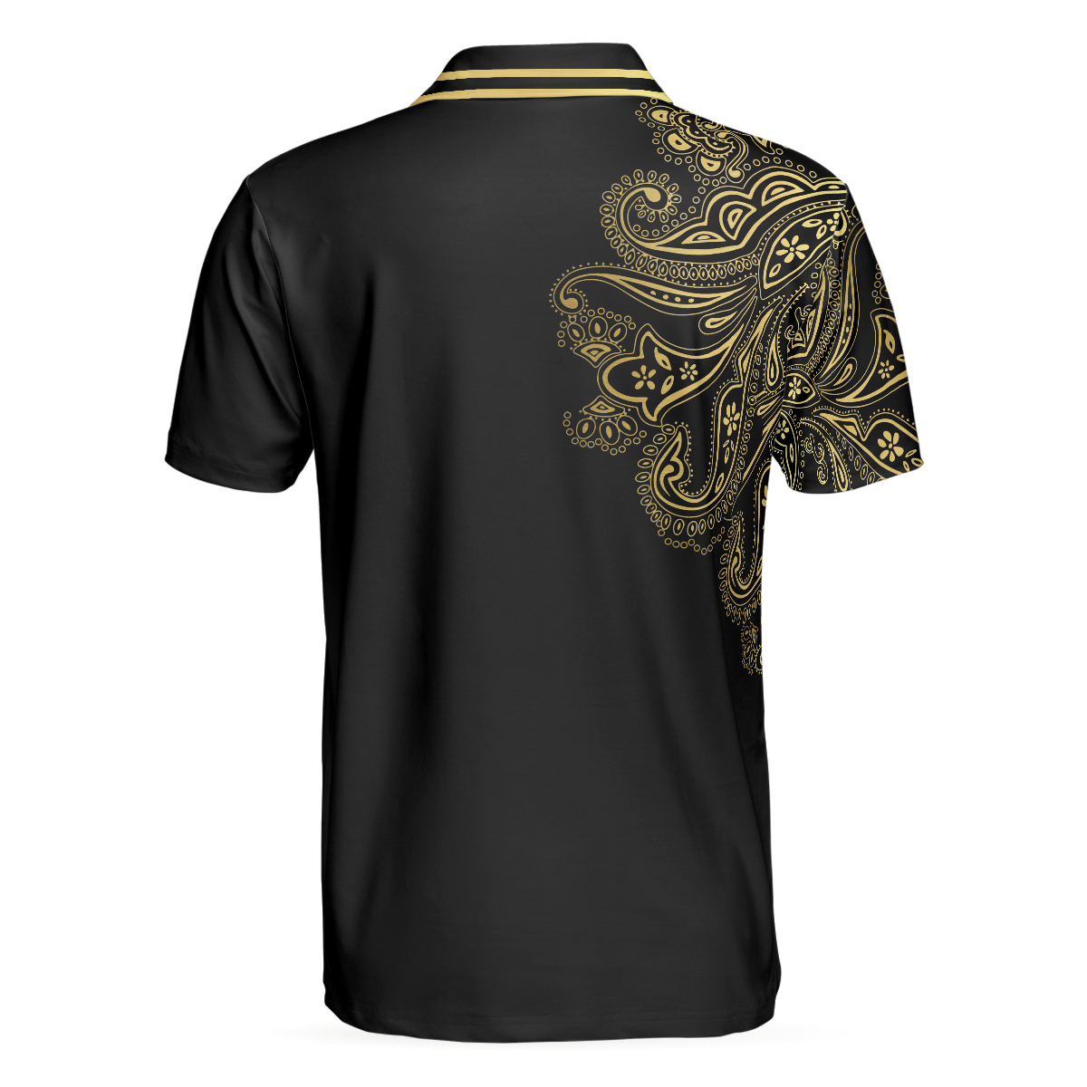 Personalized Golden Floral Paisley Golf Polo Shirt