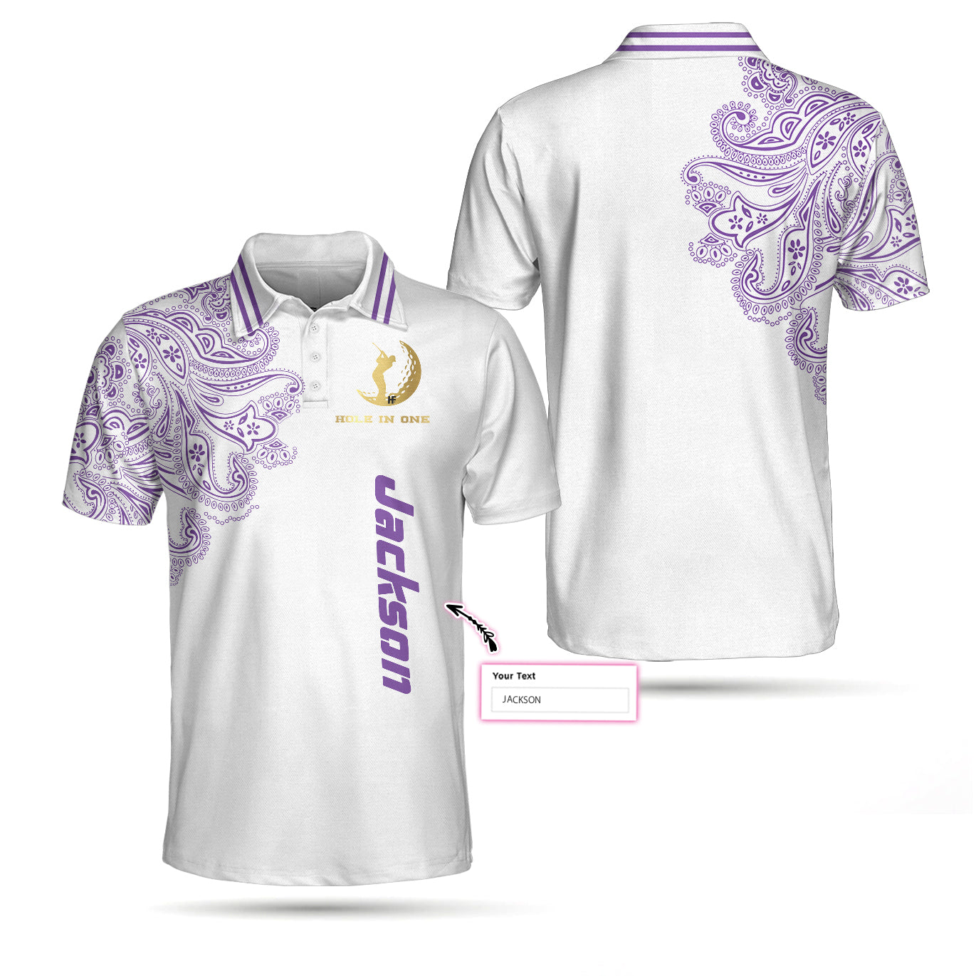 Personalized Golden Your Hole Is My Goal Custom Polo Shirt Golden Golfer Purple Golf Shirt For Men