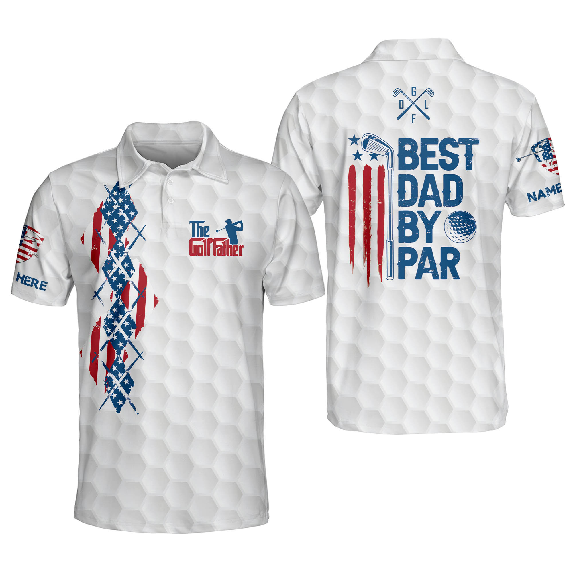 Personalized Golf Shirts for Men The Golf Father Best Dad By Par American Lightweight Golf Polos for Dad Father Grandpa GOLF