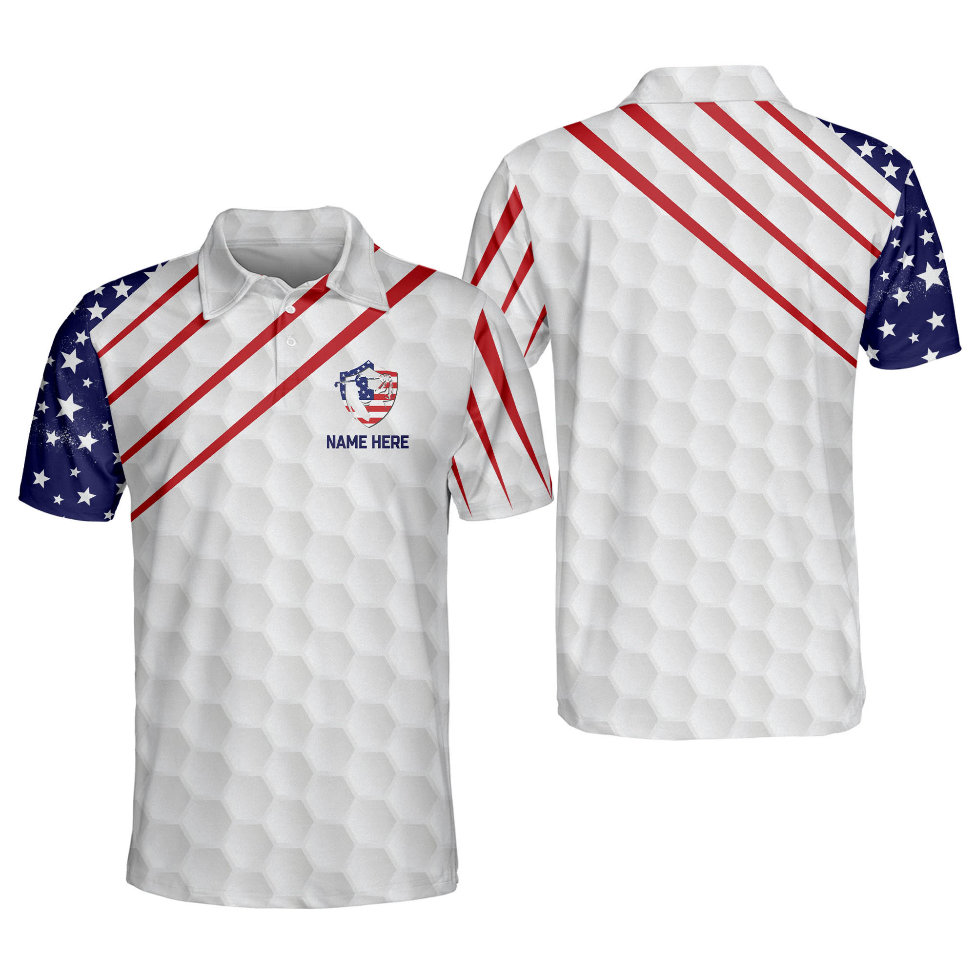 Personalized Patriotic Golf Polo for Men American Flag Golf Polo Mens Golf Shirts Dry Fit Short Sleeve Polos GOLF