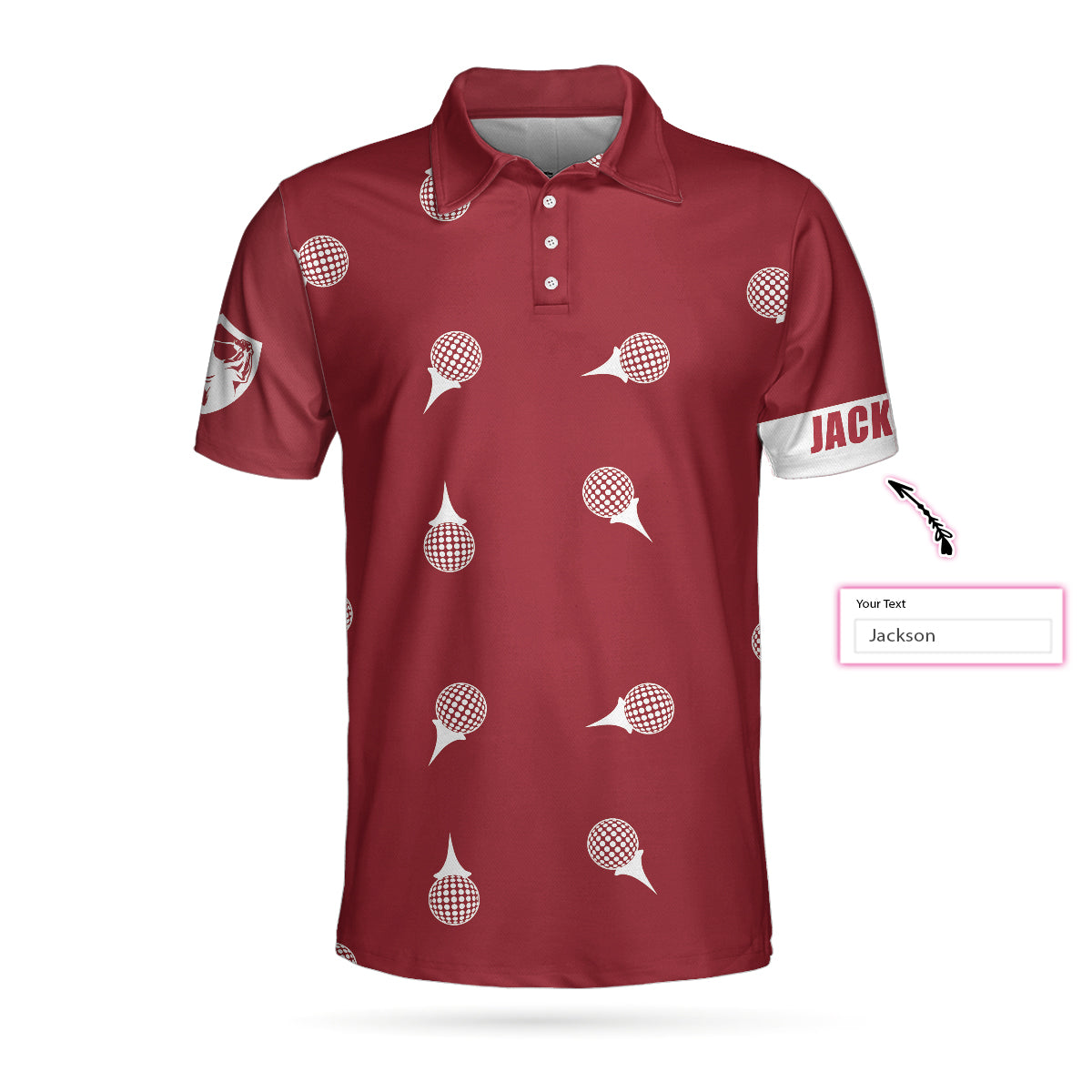 Personalized Red and White Golf Custom Polo Shirt Golf Tee Pattern Polo Shirt Cool Golf Shirt For Men