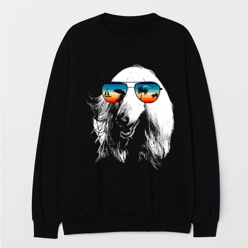 Afghan Hound With Glasses Sunglasses Retro Style T-Shirt Unisex