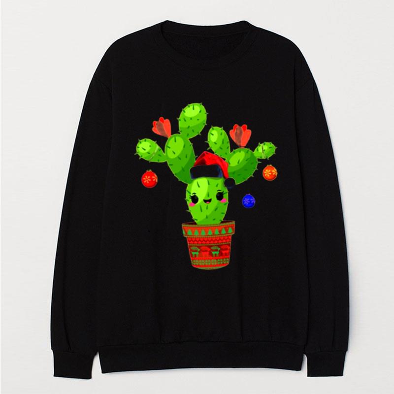 Cactus Christmas Tree Santa Xmas Succulent Plant Lovers T-Shirt Unisex