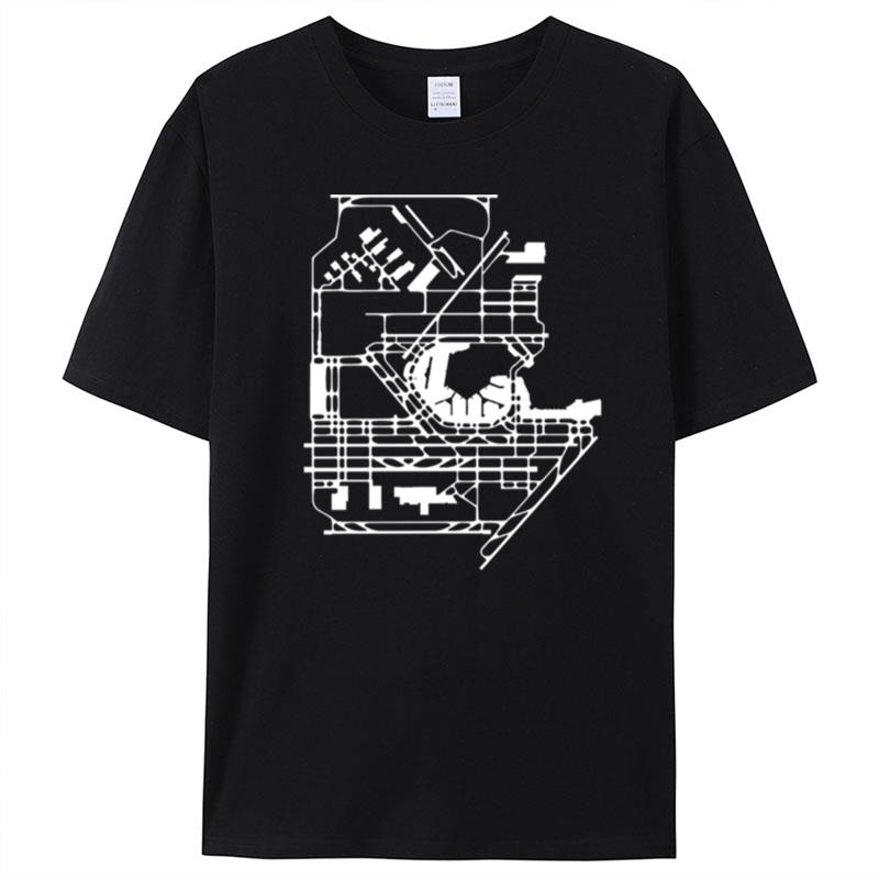 Chicago Ohare International Airport Diagram Bw T-Shirt Unisex