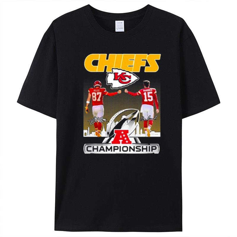 Chiefs Kelce 87 Mahomes 15 Signature Champions T-Shirt Unisex