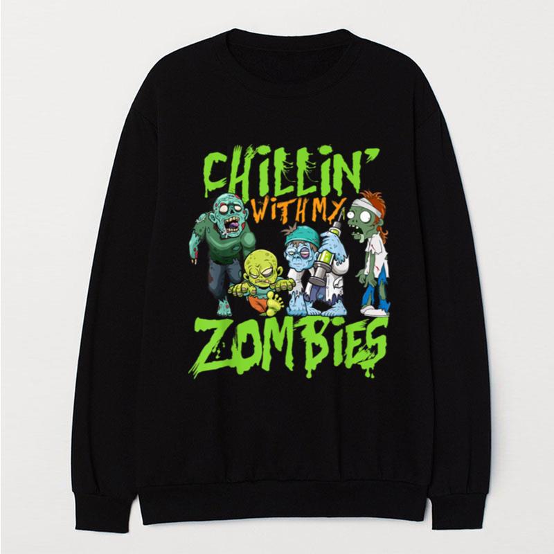 Chillin With My Zombies Halloween Boys Kids Funny T-Shirt Unisex