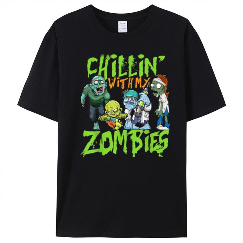 Chillin With My Zombies Halloween Boys Kids Funny T-Shirt Unisex