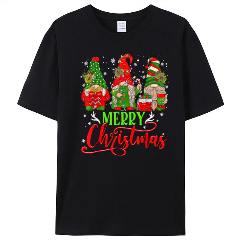 Cute Gnomes Merry Christmas Light Family Gnome Xmas Matching T-Shirt Unisex