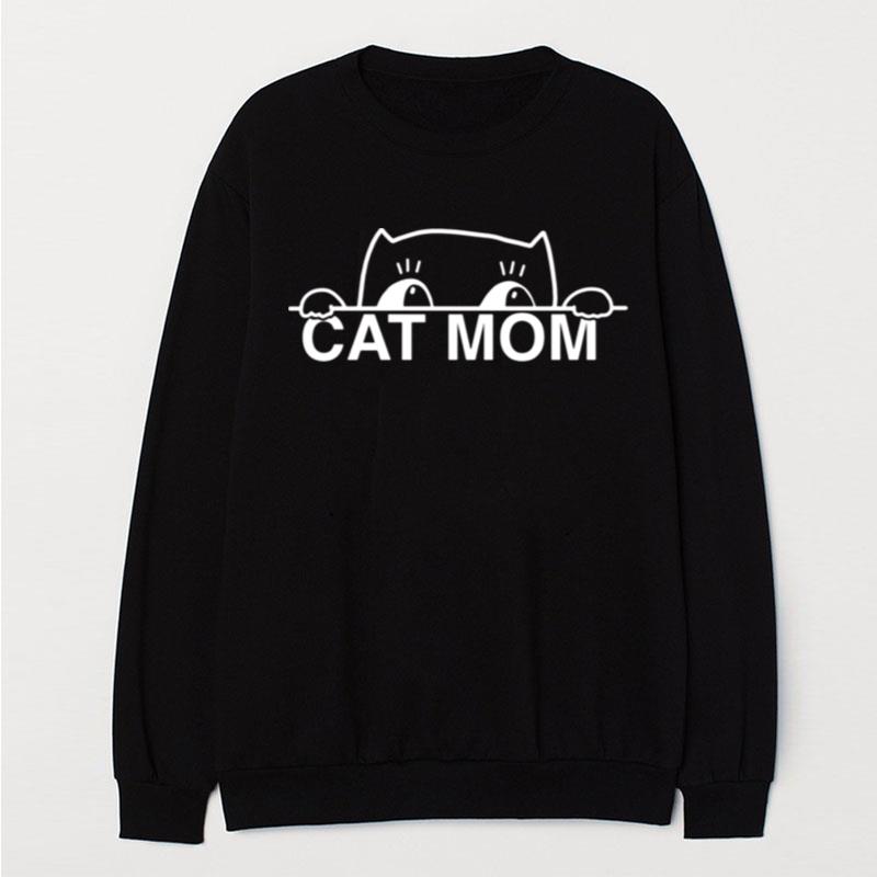 Cute Simple Design Womens Black Cat Lover Mom T-Shirt Unisex