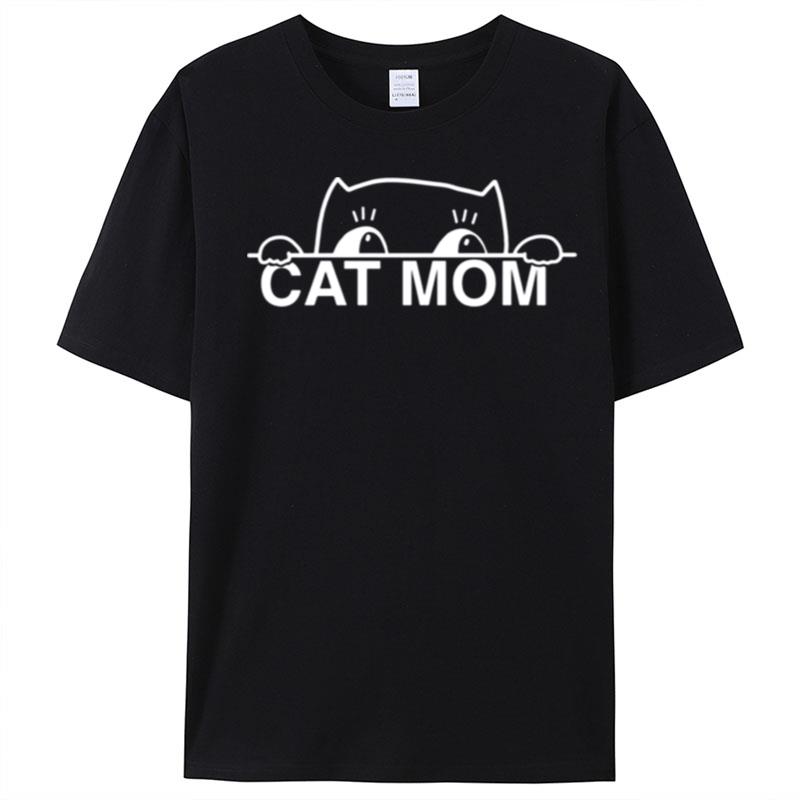 Cute Simple Design Womens Black Cat Lover Mom T-Shirt Unisex