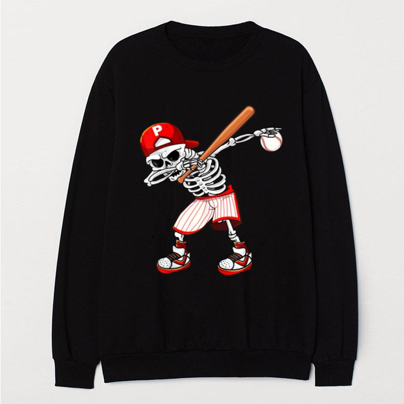 Dabbing Skeleton Baseball Funny Skull Halloween Costume T-Shirt Unisex