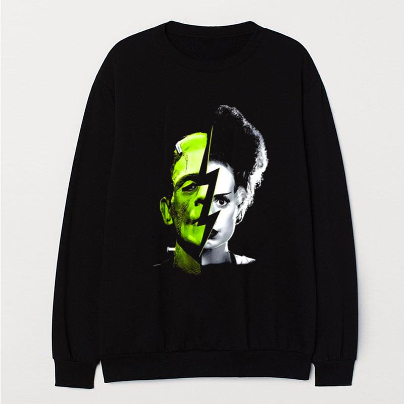 Frankenstein & Bride Split Scary Movie Universal Monsters T-Shirt Unisex