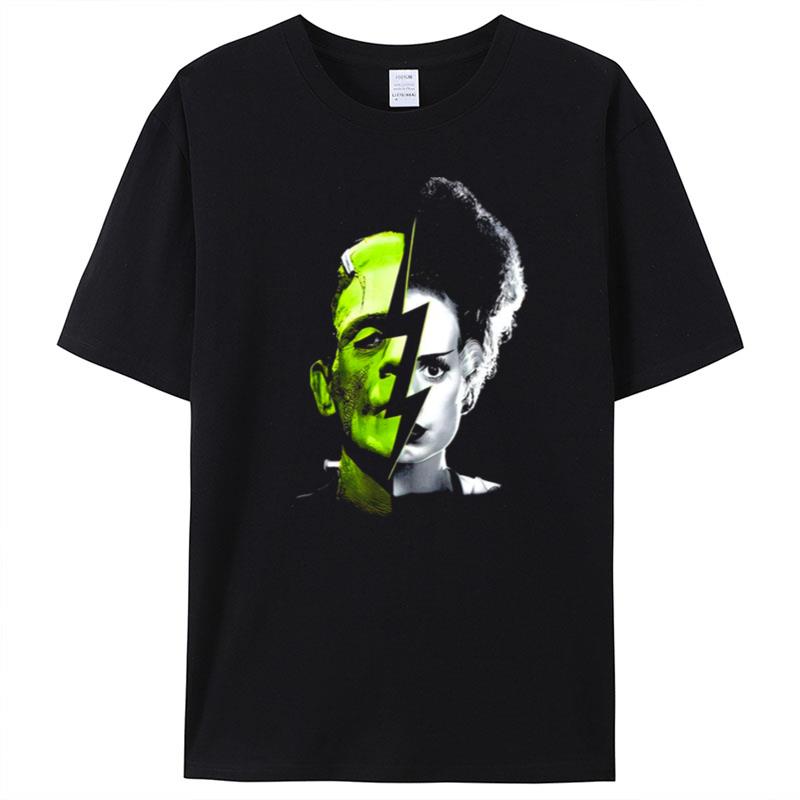 Frankenstein & Bride Split Scary Movie Universal Monsters T-Shirt Unisex