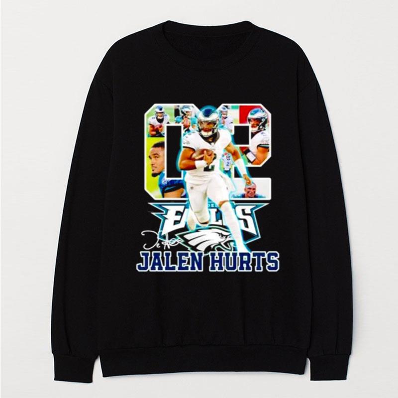 Jalen Hurts Number 02 Philadelphia Eagles Signature T-Shirt Unisex