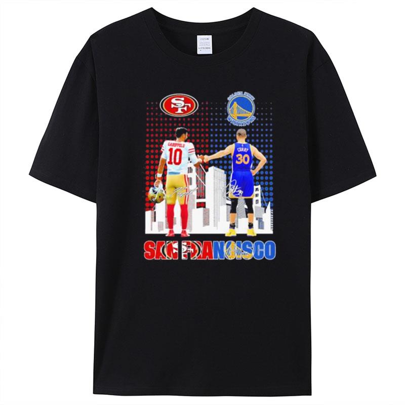 Jimmy Garoppolo And Stephen Curry San Francisco City Skyline Signatures T-Shirt Unisex