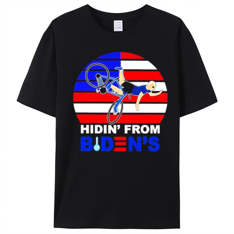 Joe Biden Fall Bike Hidin' From Biden Vintage American Flag T-Shirt Unisex