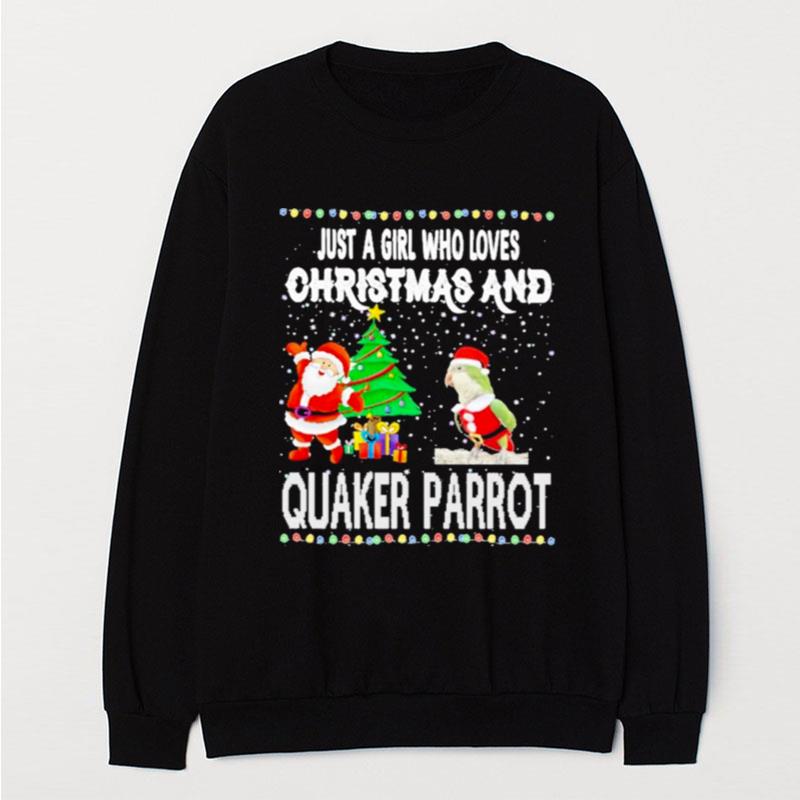 Just A Girl Who Loves Christmas And Quaker Parro T-Shirt Unisex