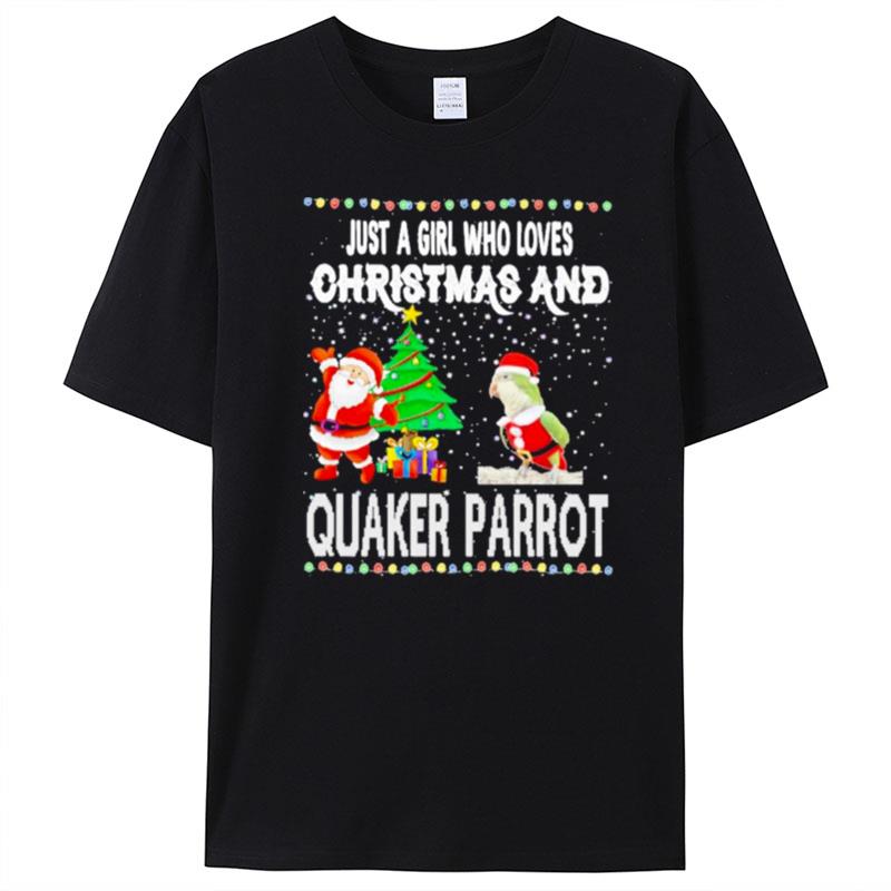 Just A Girl Who Loves Christmas And Quaker Parro T-Shirt Unisex