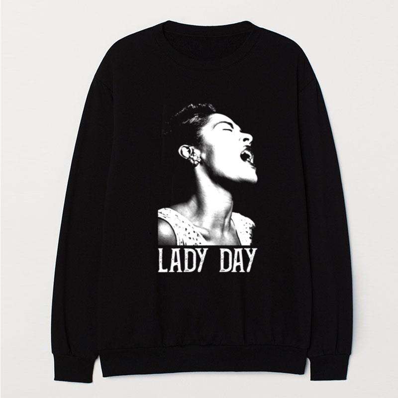 Lady Day White Stencil Billie Holiday T-Shirt Unisex