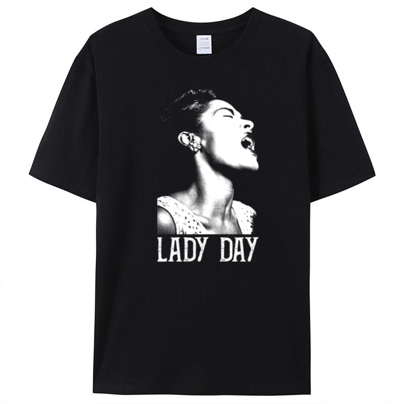 Lady Day White Stencil Billie Holiday T-Shirt Unisex