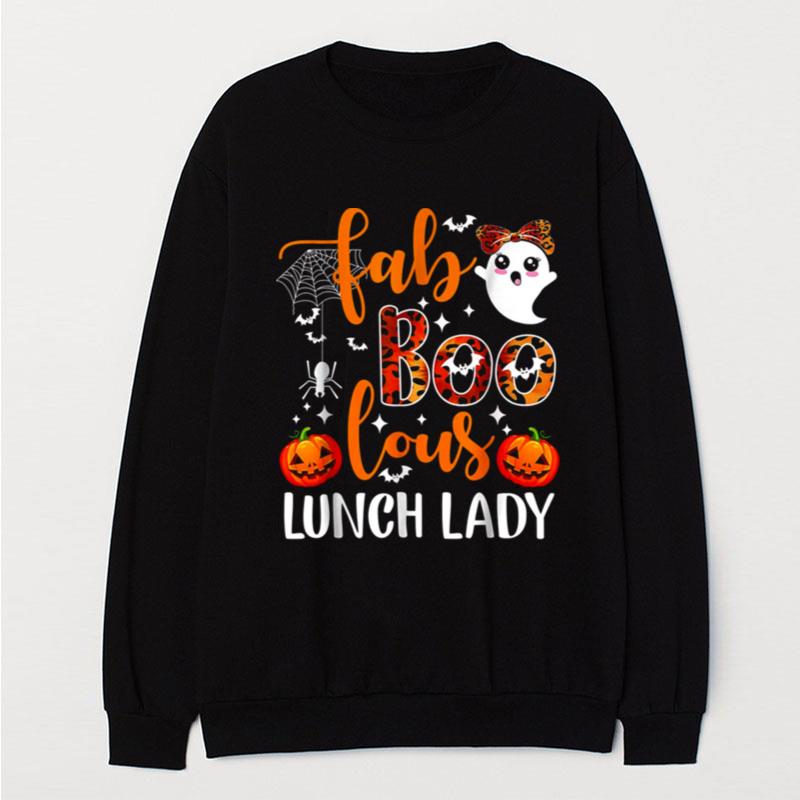 Leopard Fab Boo Lous Lunch Lady Team Teacher Halloween T-Shirt Unisex