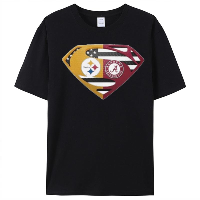 Original Pittsburgh Steelers Alabama Crimson Tide Superman Logo Us Flag T-Shirt Unisex