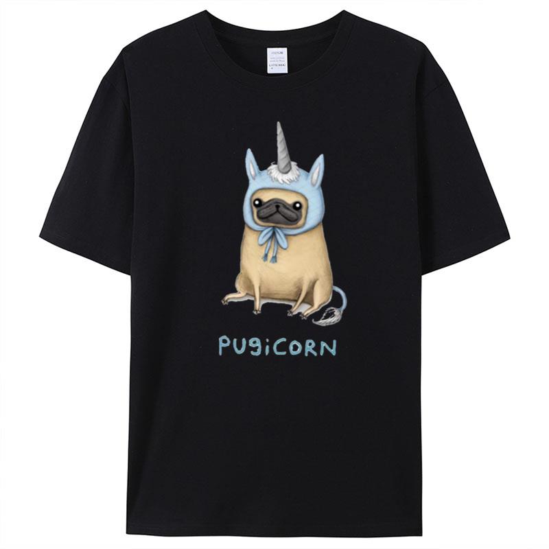 Pugicorn Fawn Unicorn Illustration T-Shirt Unisex