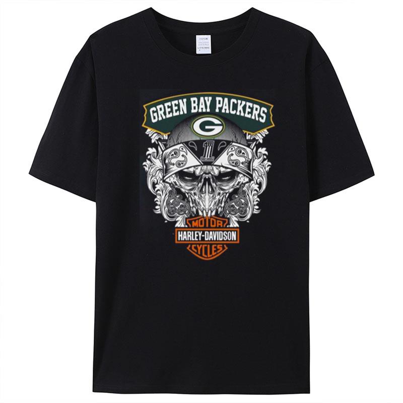 Skull Green Bay Packers Harley Davidson Green Bay Packers T-Shirt Unisex