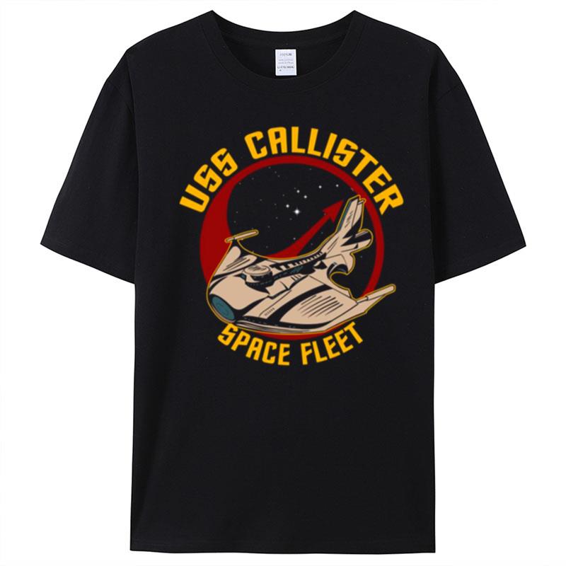 Space Fleet Uss Callister Round Black Mirror T-Shirt Unisex