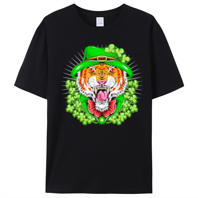 St Patricks Day Lucky Shamrock Tiger T-Shirt Unisex