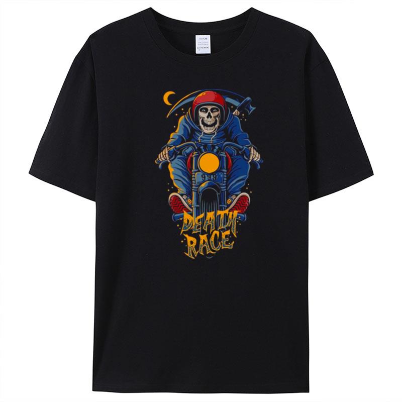 The Grim Reaper Riding Bike To Halloween T-Shirt Unisex
