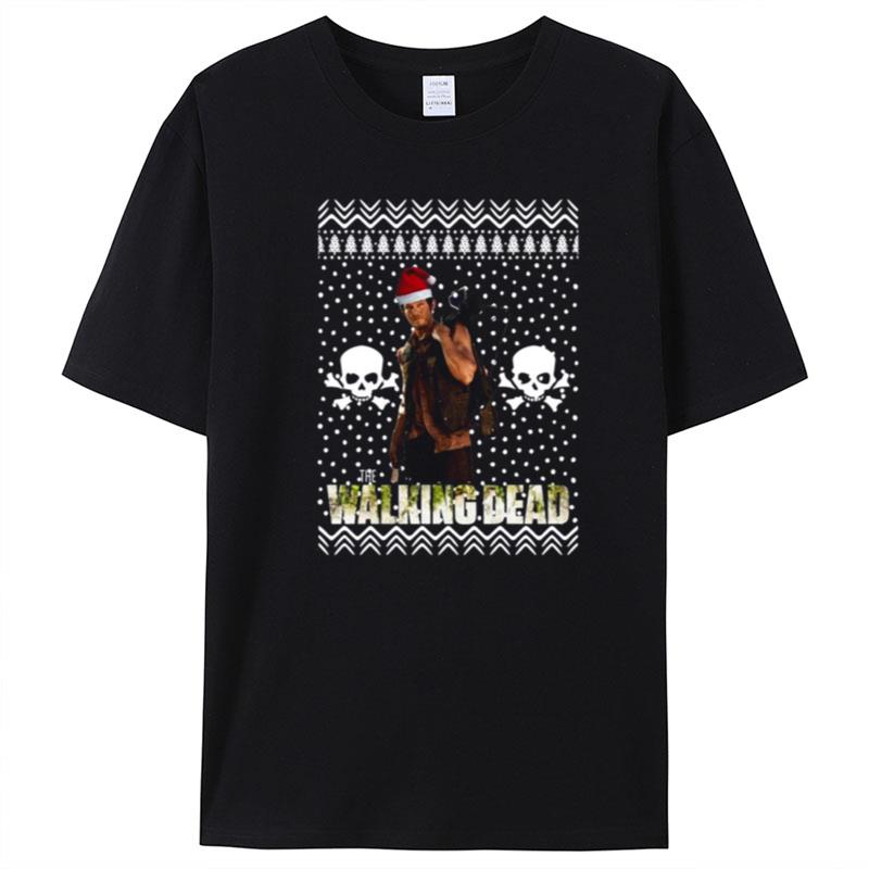 The Walking Dead Daryl Dixon Santa Hat Ugly Christmas T-Shirt Unisex