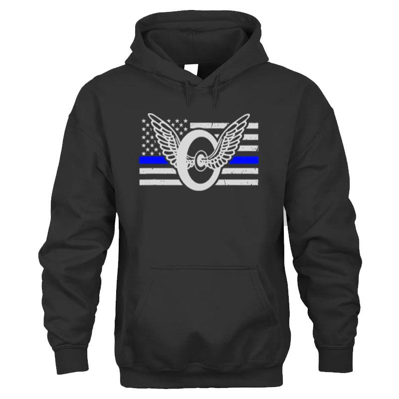 Thin Blue Line Flag Motorcycle Cop T-Shirt Unisex