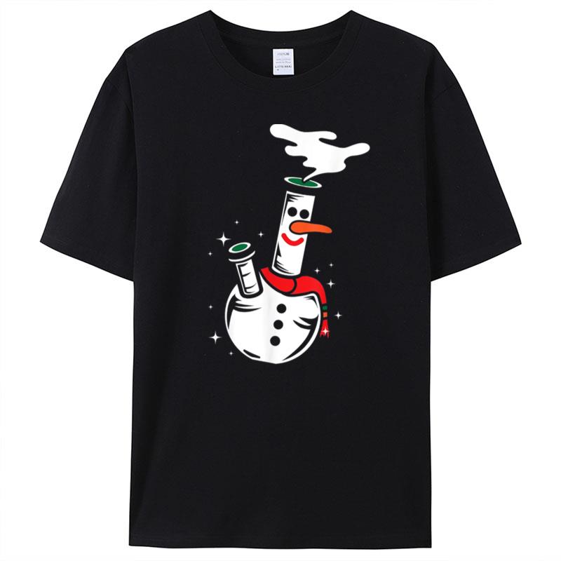 Weed Christmas Funny 420 Snowman T-Shirt Unisex