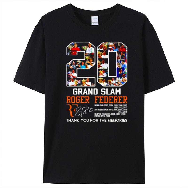 20 Grand Slam Roger Federer Thank You For The Memories Signature T-Shirt Unisex