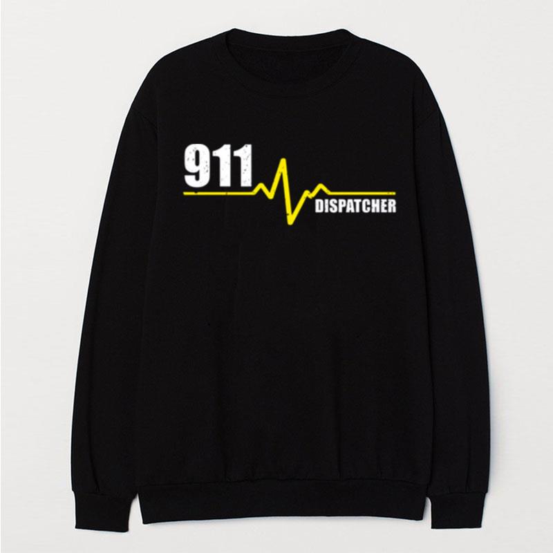 911 Dispatcher Heartbeat Thin Gold Line T-Shirt Unisex