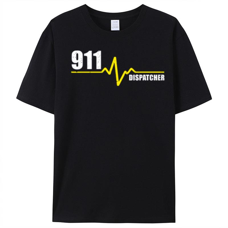 911 Dispatcher Heartbeat Thin Gold Line T-Shirt Unisex