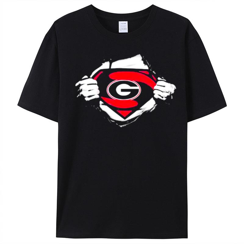 Blood Insides Superman Georgia Bulldogs Football T-Shirt Unisex