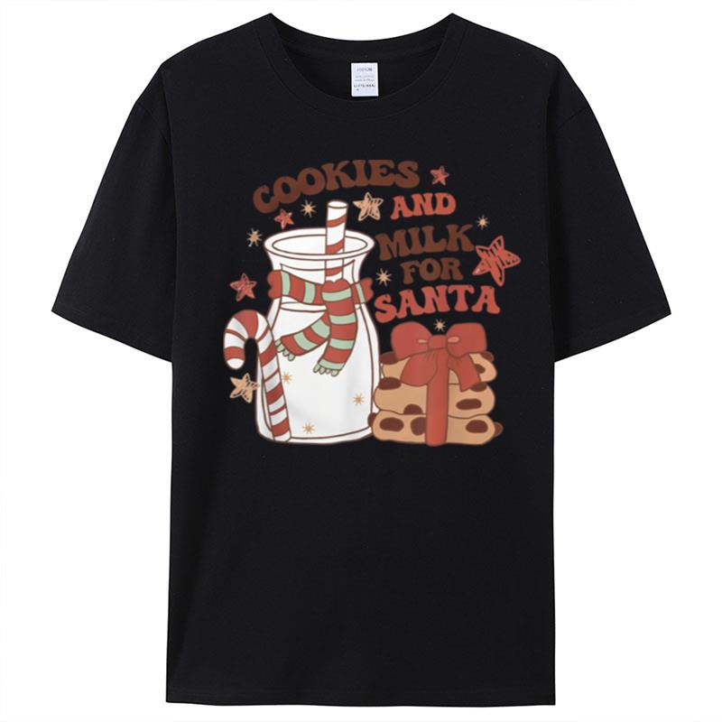 Boho Cookies And Milk For Santa Christmas Holiday Matching T-Shirt Unisex